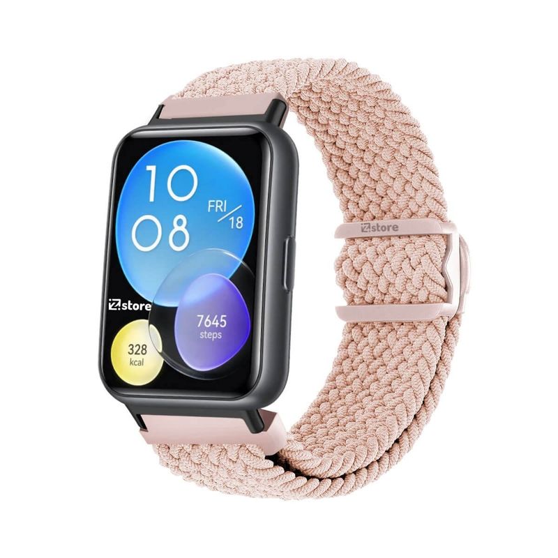 GENERICO - Correa de Nylon Para Huawei Watch Fit 2 Broche PVC Black Rosa