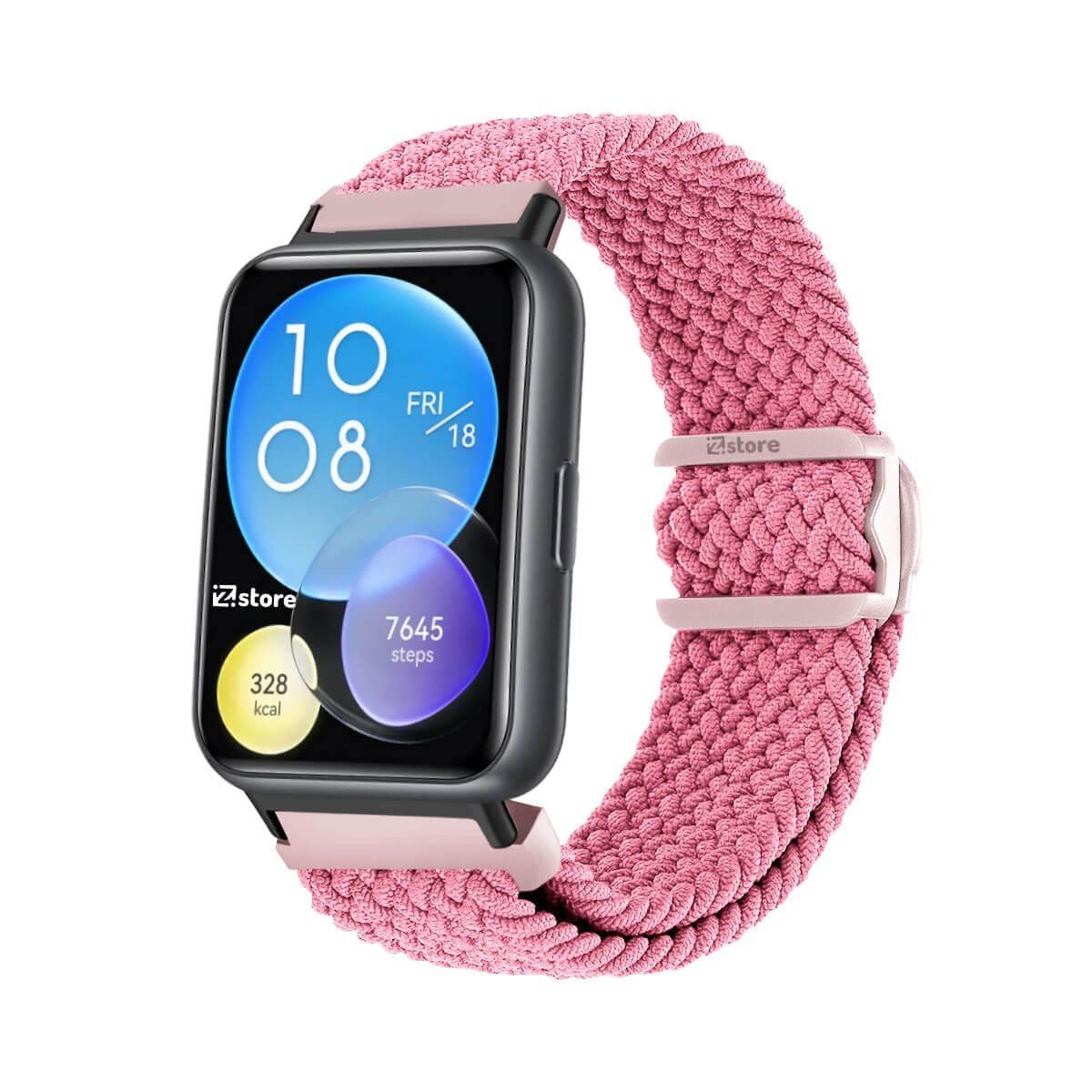 GENERICO - Correa de Nylon Para Huawei Watch Fit 2 Broche PVC Black Rosado