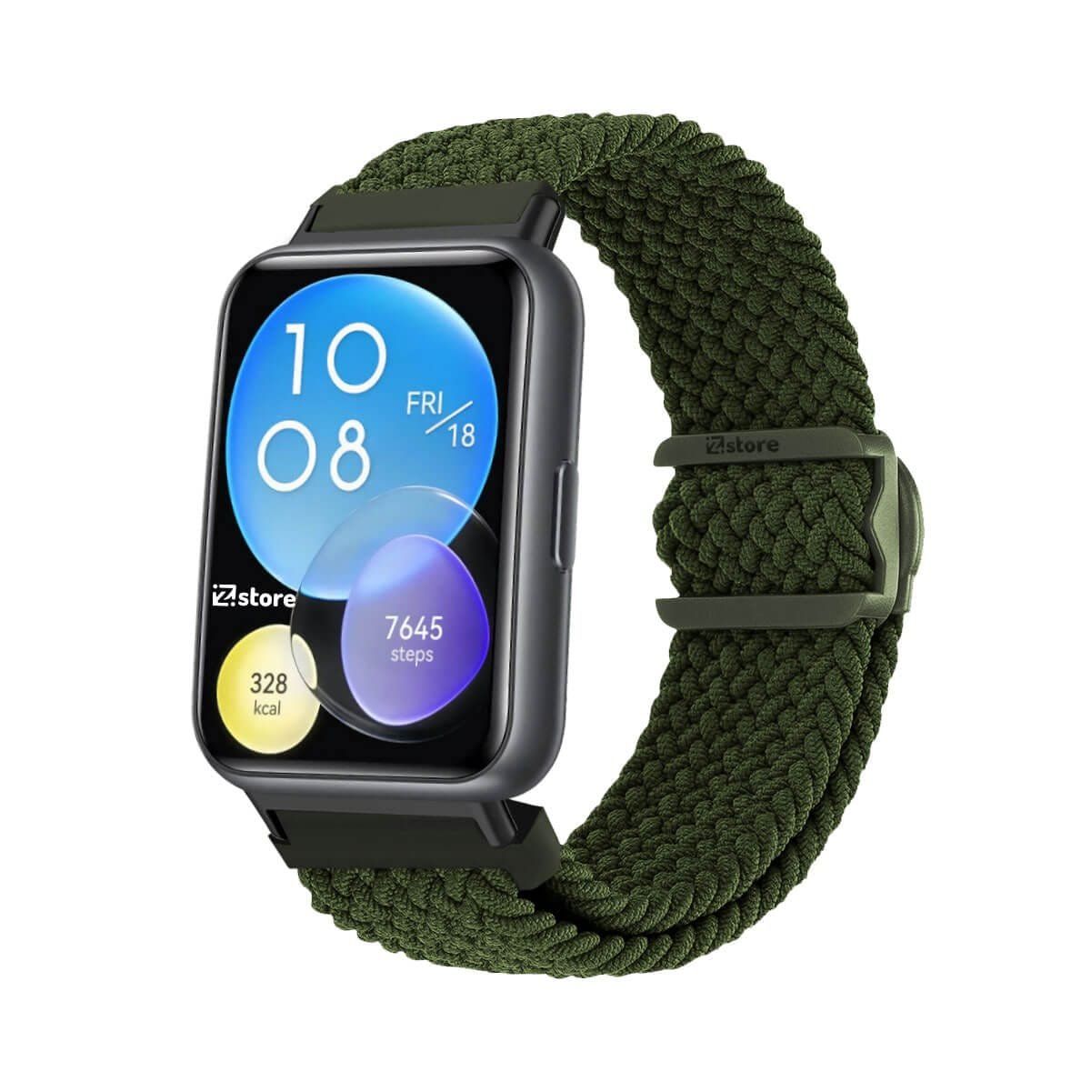 GENERICO - Correa de Nylon Para Huawei Watch Fit 2 Broche PVC Gold Rose Verde Militar