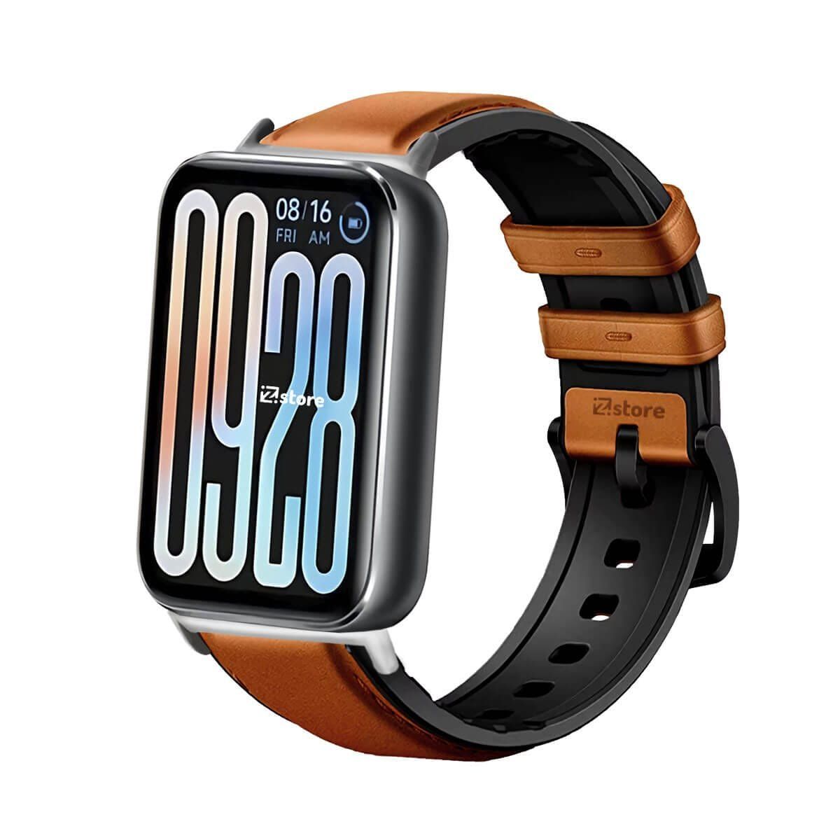 GENERICO - Correa de Cuero Para Xiaomi Smartband 9 Pro Silver Marron