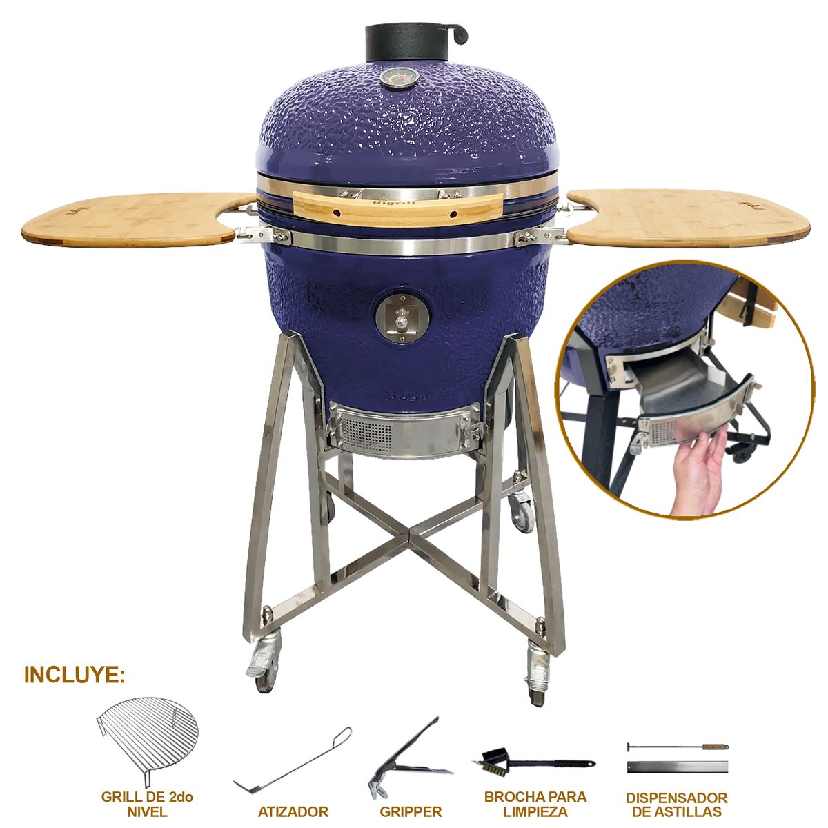 HIGRILL - Kamado 22 Pulgadas Higrill Parrilla Multifuncional Morado