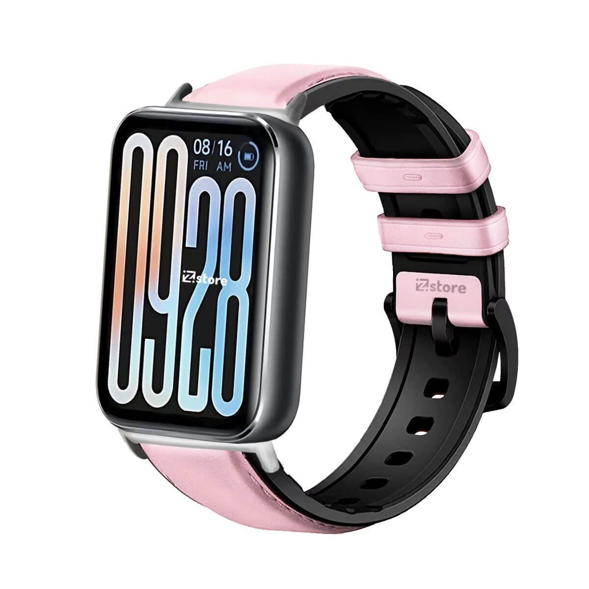 GENERICO - Correa de Cuero Para Xiaomi Smartband 9 Pro Silver Rosado