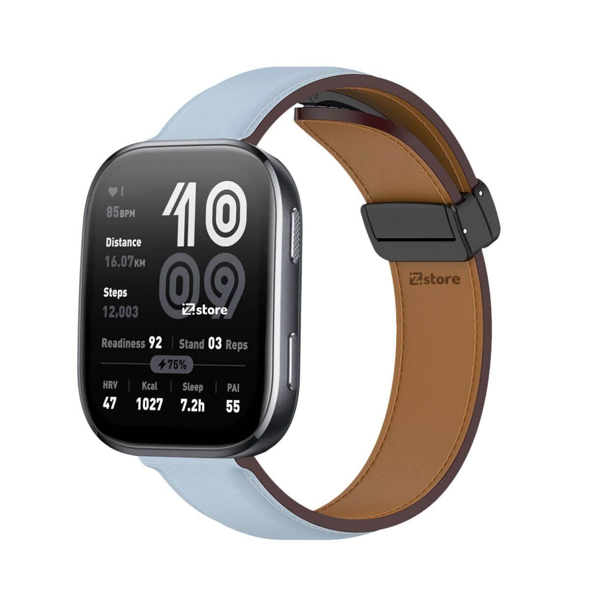 GENERICO - Correa de Cuero Para Amazfit Bip 6 Magnético Celeste