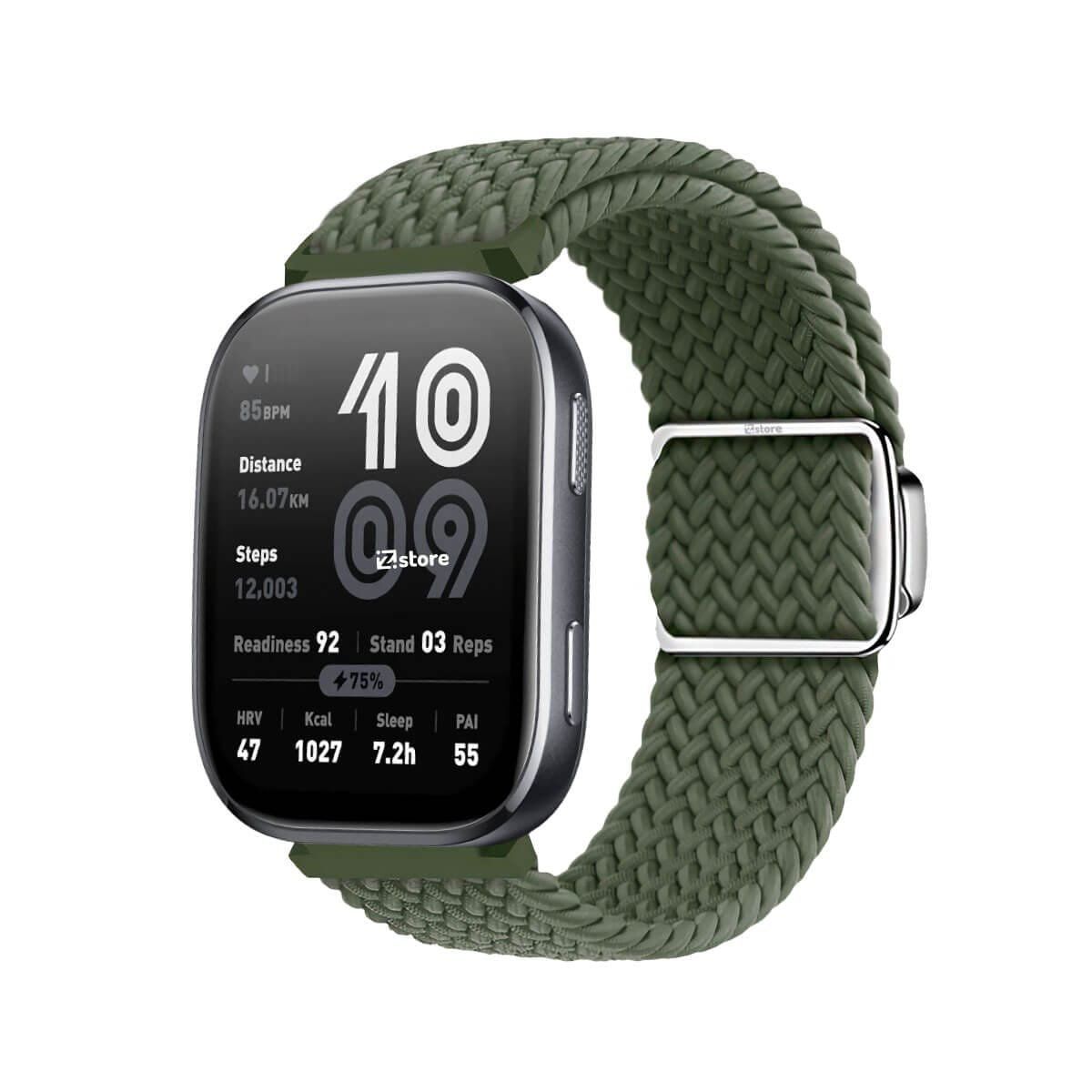 GENERICO - Correa de Nylon Para Amazfit Bip 6 con Broche Magnético verde militar