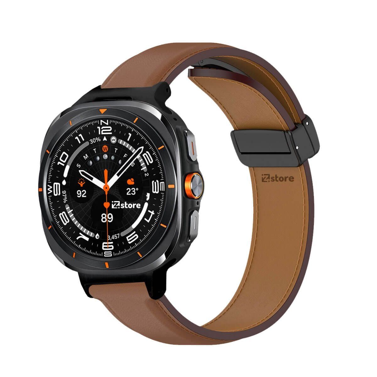 GENERICO - Correa de Cuero Para Samsung Galaxy Watch Ultra Magnético Marron
