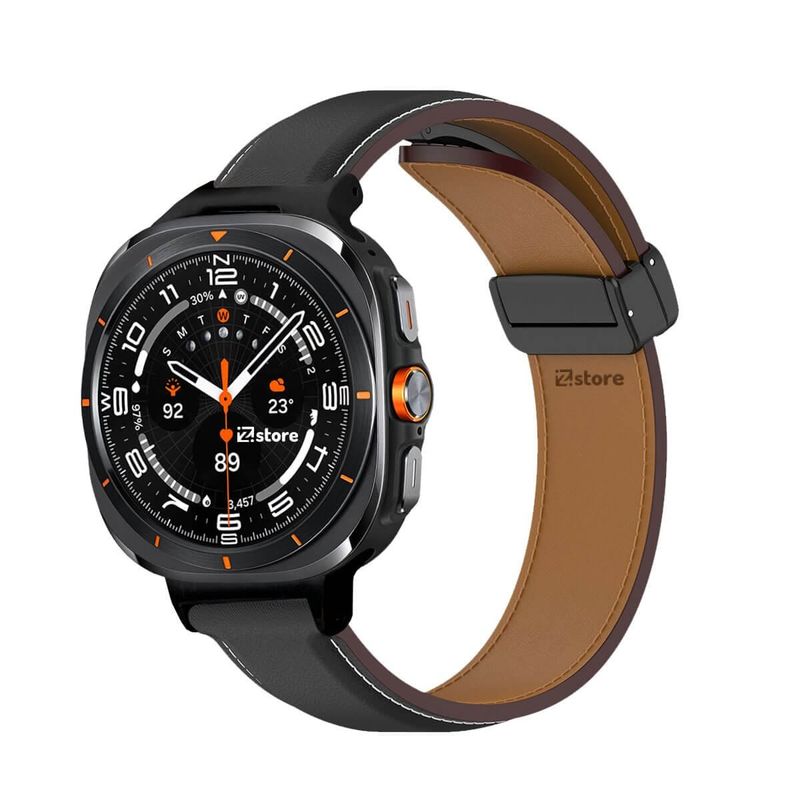 GENERICO - Correa de Cuero Para Samsung Galaxy Watch Ultra Magnético Negro