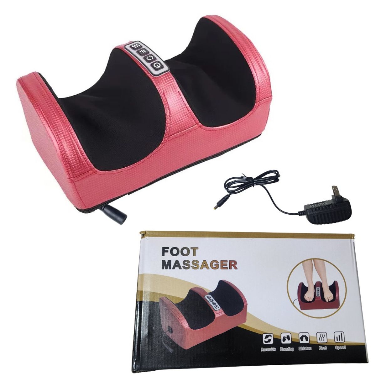 GENERICO - Masajeador de pies con 2 cabezales - ROJO