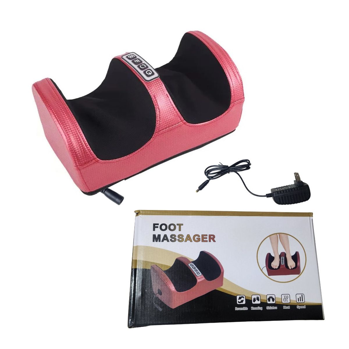 GENERICO - Masajeador de pies con 2 cabezales - ROJO