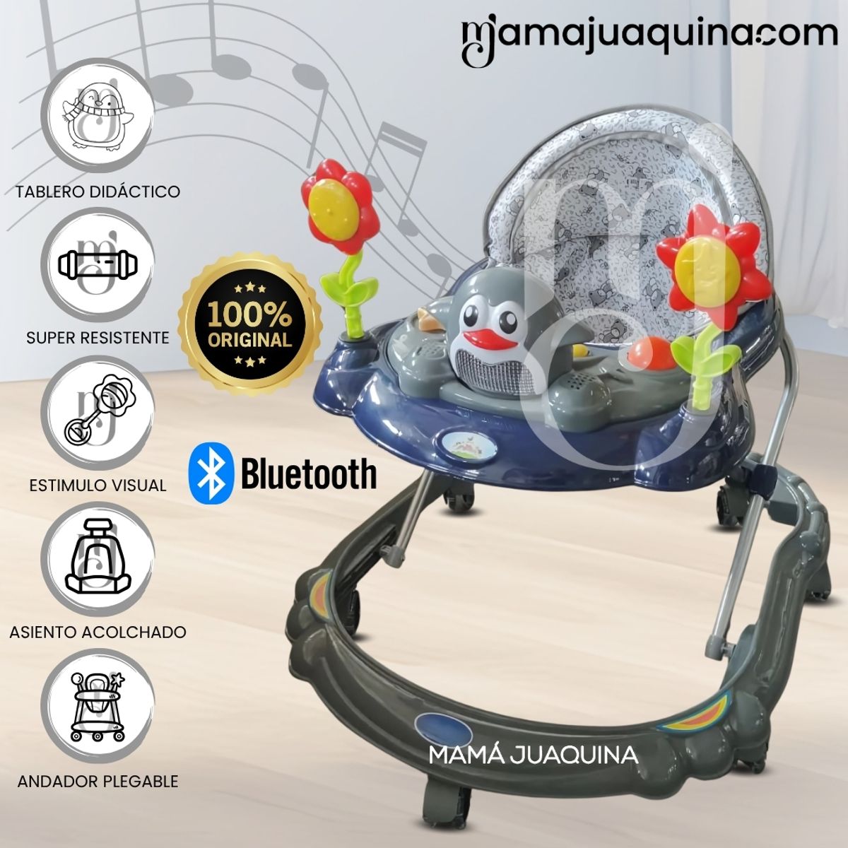 Baby - Andador Musical con Bluetooth «HAPPY PENGUIN II» Gray