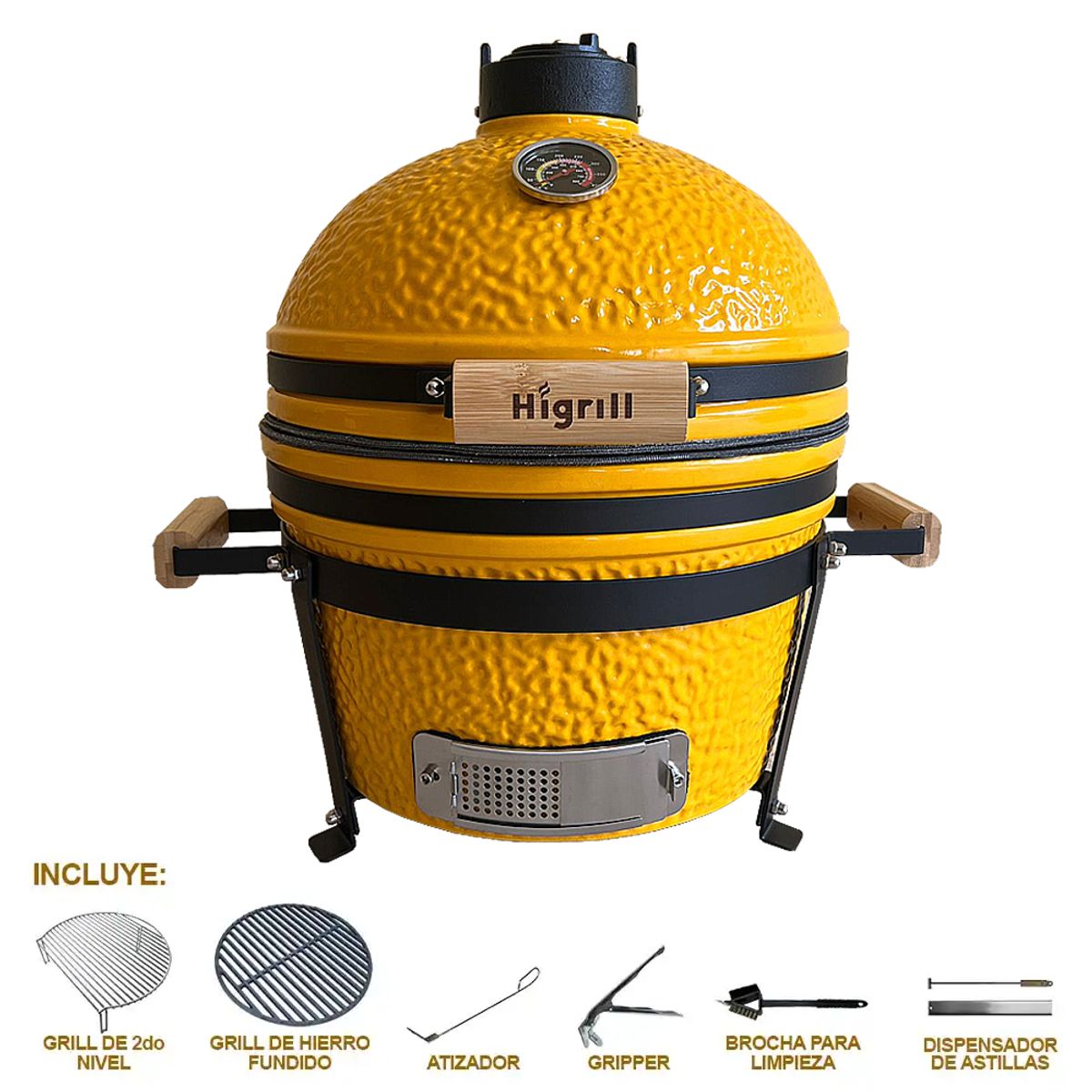 HIGRILL - Kamado 16 Pulgadas Higrill Parrilla Multifuncional Amarillo