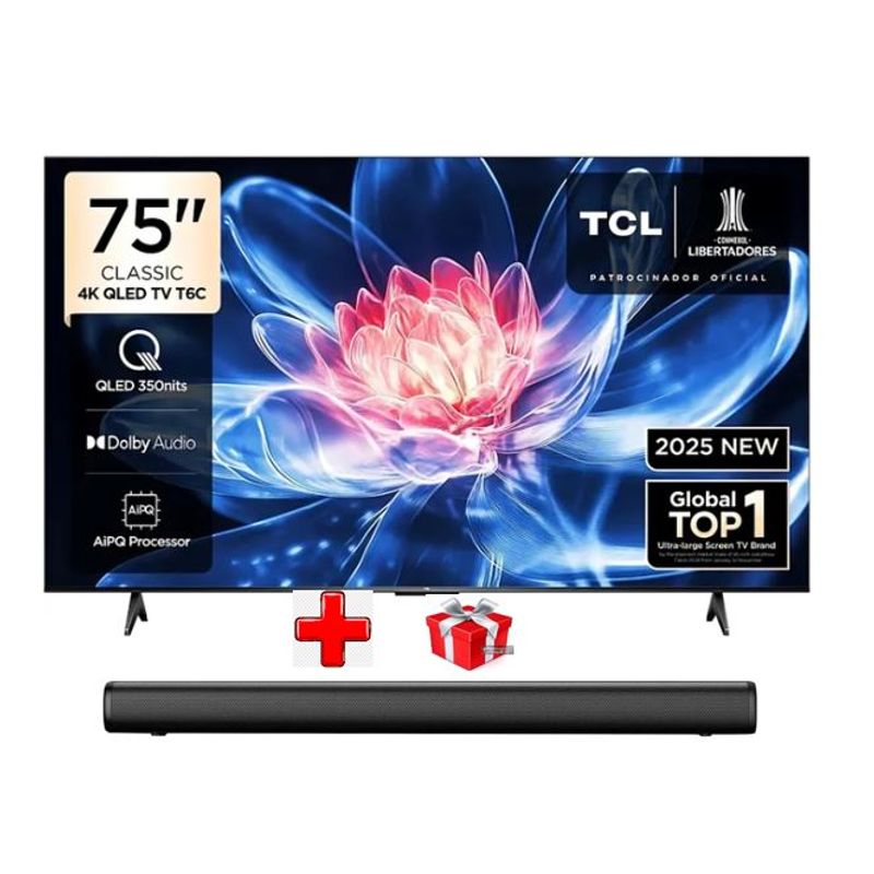 TCL - Televisor TCL QLED 75" smart 75T6C 4K Google TV 2025 + SOUNDBAR NEX
