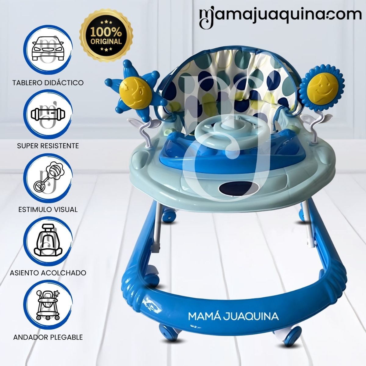 BABY - Andador Interactivo para Bebés «FLOWAY» Pegable Blue