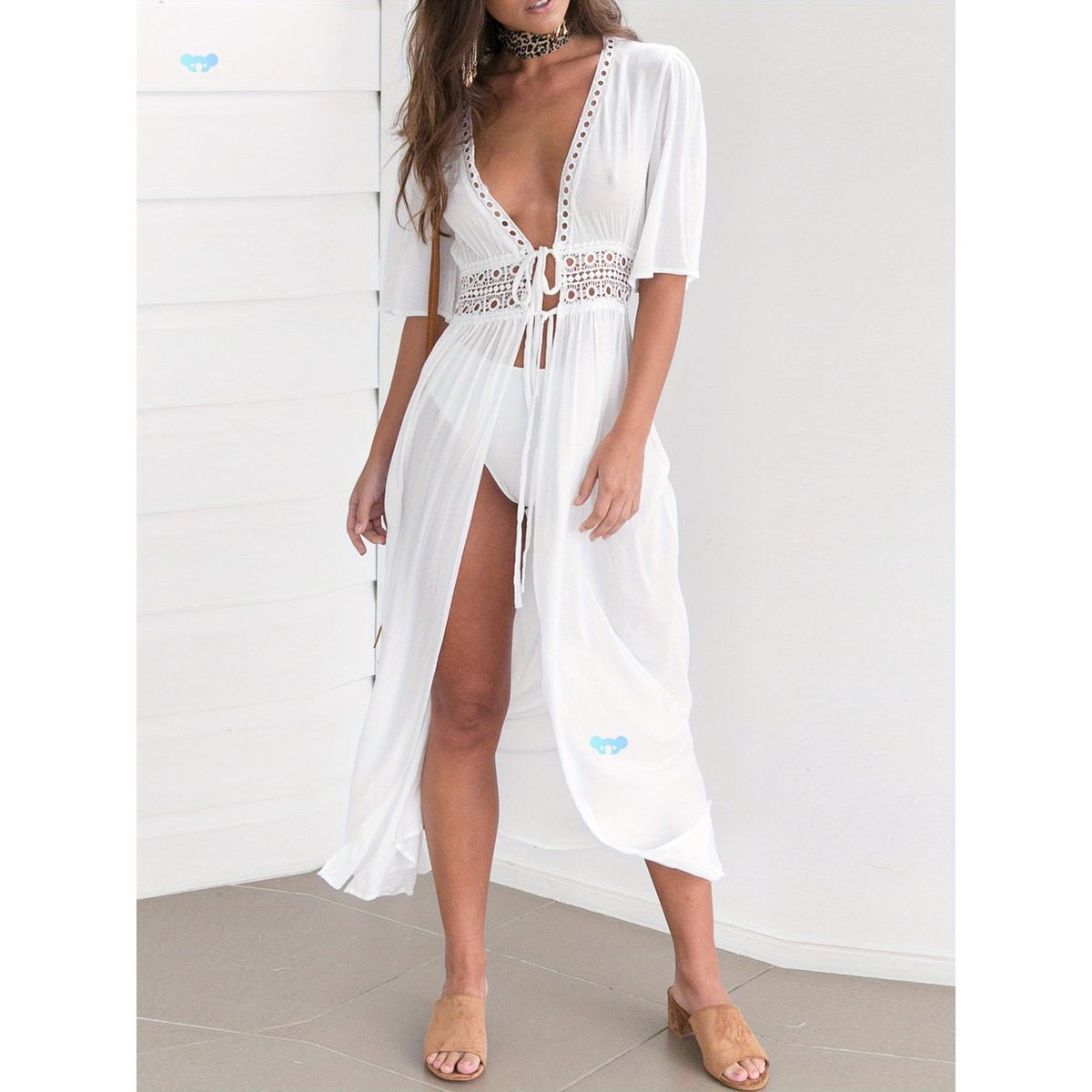 GENERICO - kimono de playa boho blanco