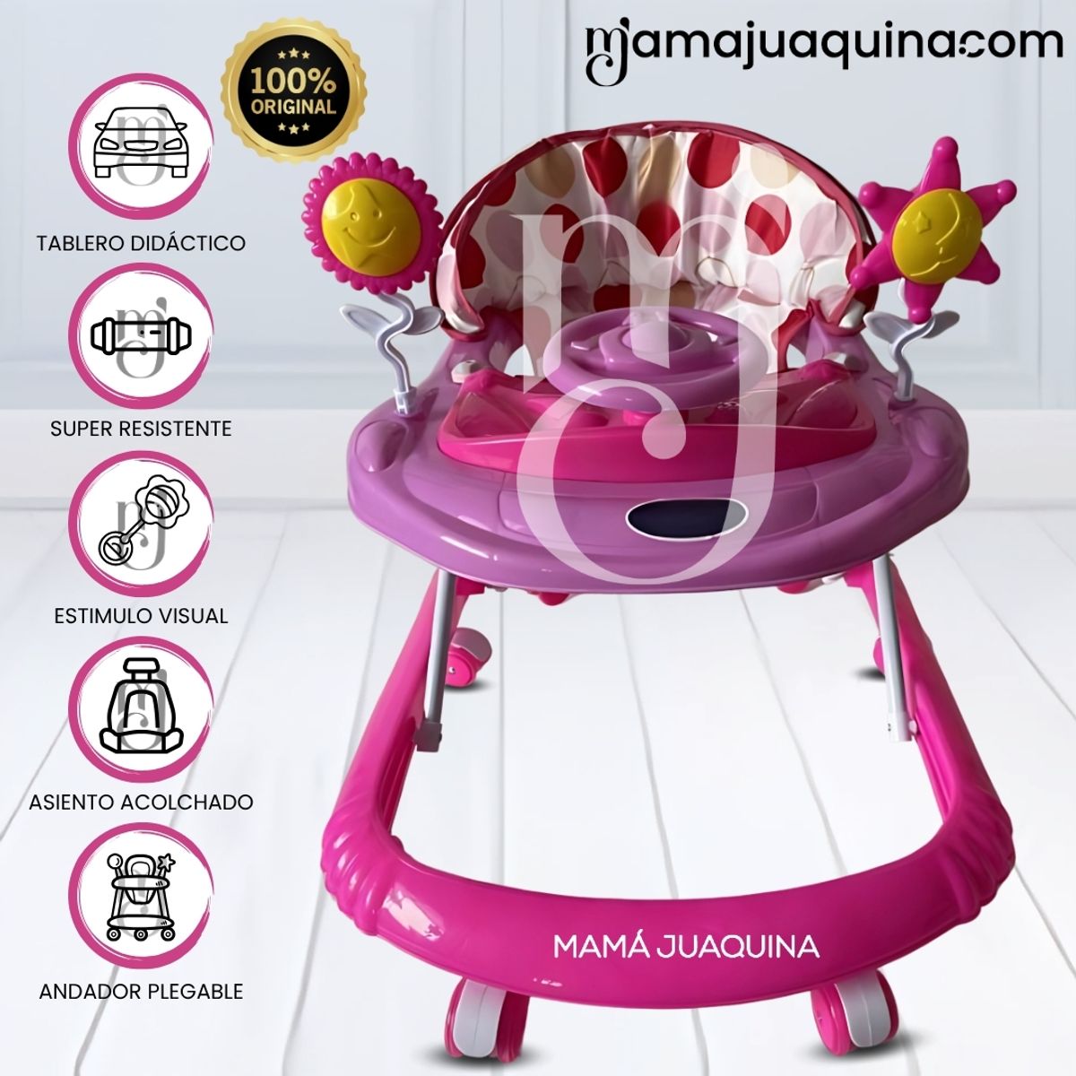 BABY - Andador Interactivo para Bebés «FLOWAY» Pegable Pink