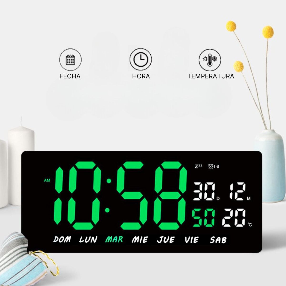 ELMEJORPRECIO - Reloj Digital de Pared o Escritorio Electrónico Verde