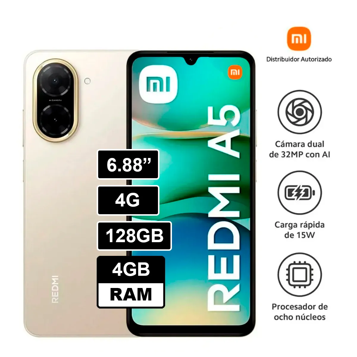 XIAOMI - CELULAR REDMI A5 4GB RAM  128GB DORADO