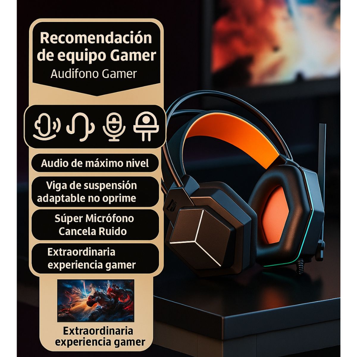 TRANYOO - Audifono Gaming RGB Con Microfono Para PC PS4 XBOX Tranyoo T-H4