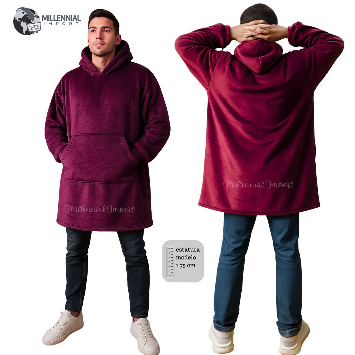 GENERICO - Polera Gigante Suave y Abrigador Oversize con Capucha