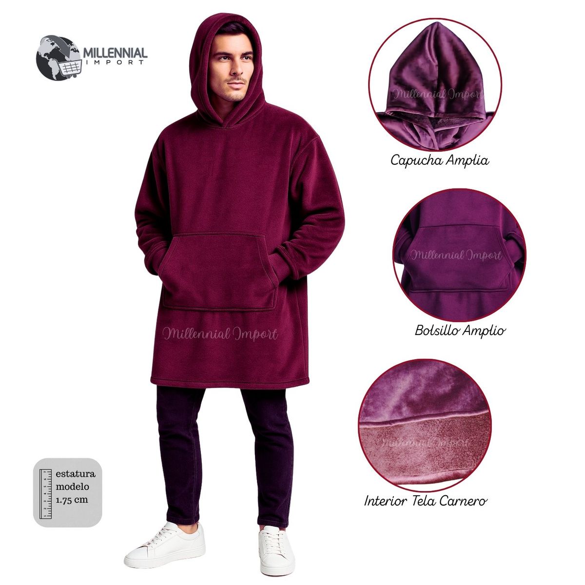 GENERICO - Polerón Calentador Adulto Unisex - Huggle Hoddie Oversize