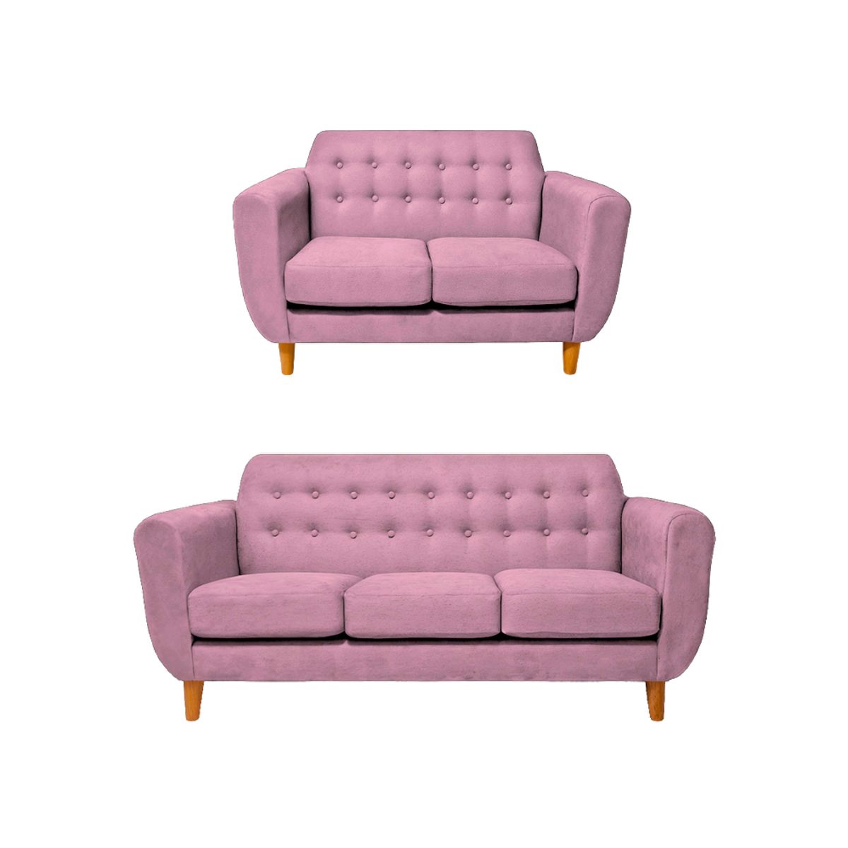 BARAKA HOME - Juego de Sala Vintage Sofía 3 + 2 - Rosado