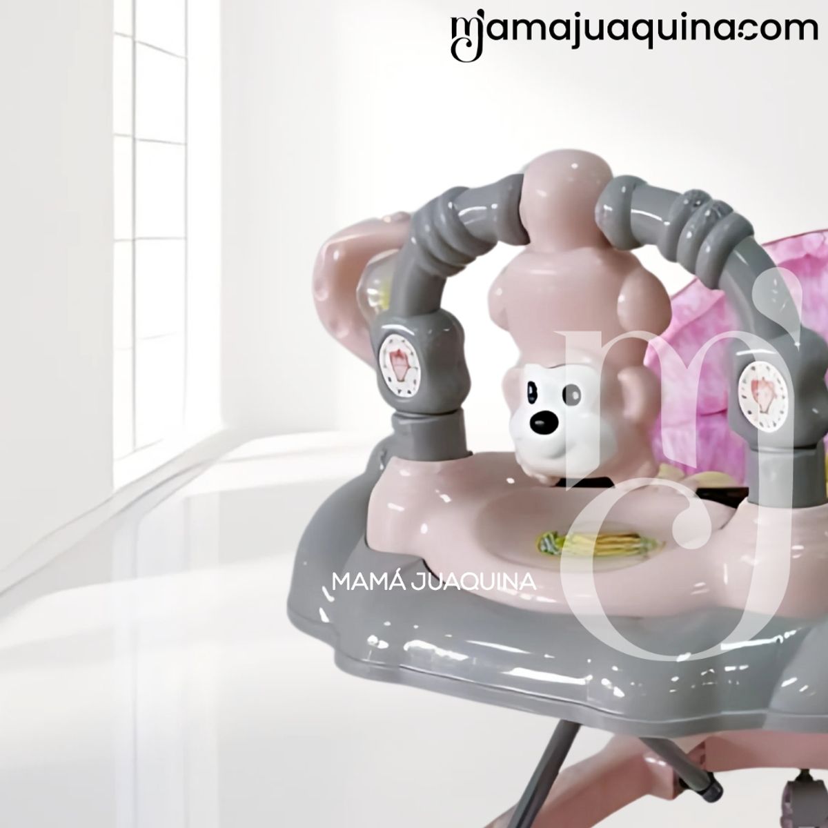 BABY - Andador Musical Plegable «CUTE MONKEY» Bluetooth Light Pink