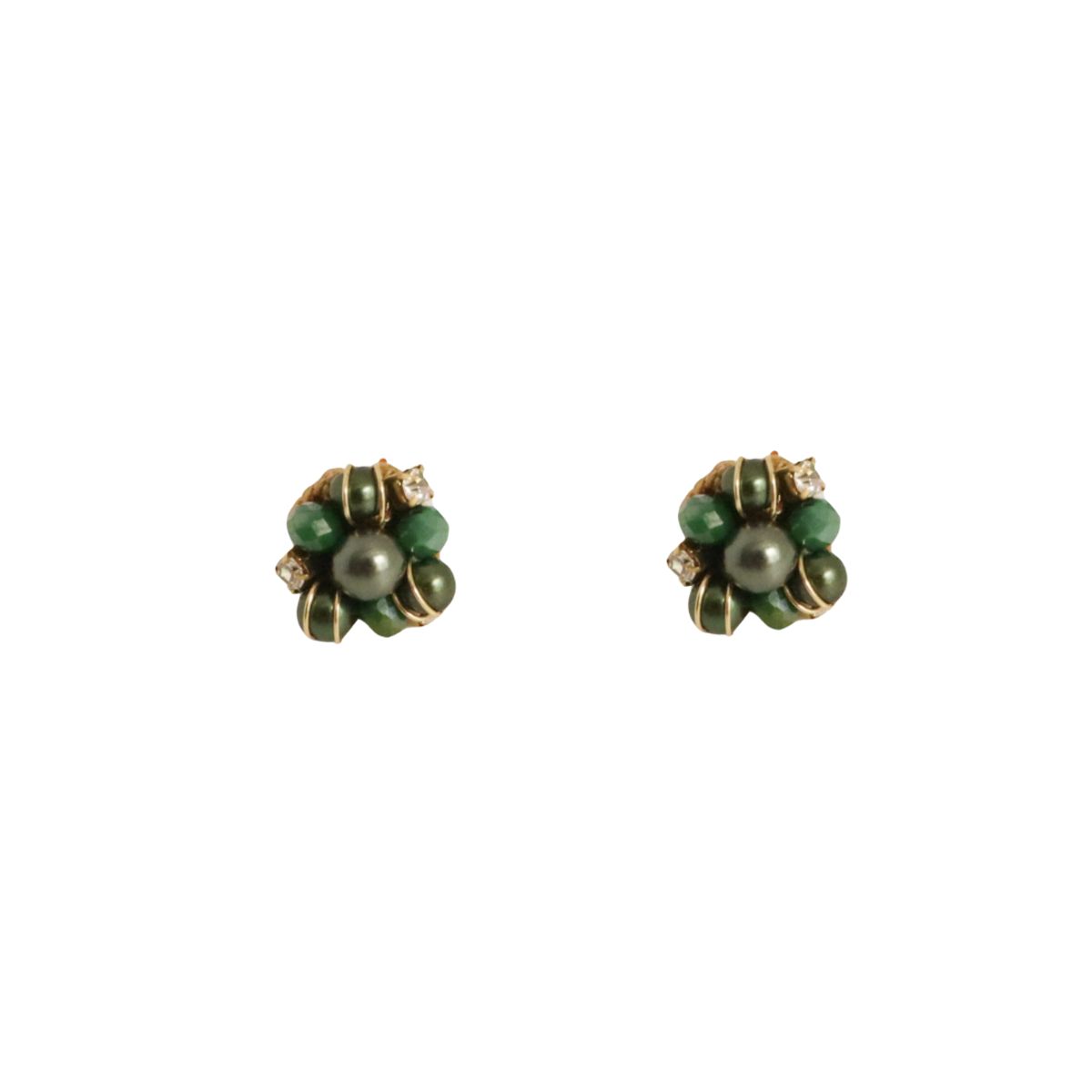 SAMANTHA PINTO HANDMADE ACCESSORIES - Aretes Dana Mini Verde Botella