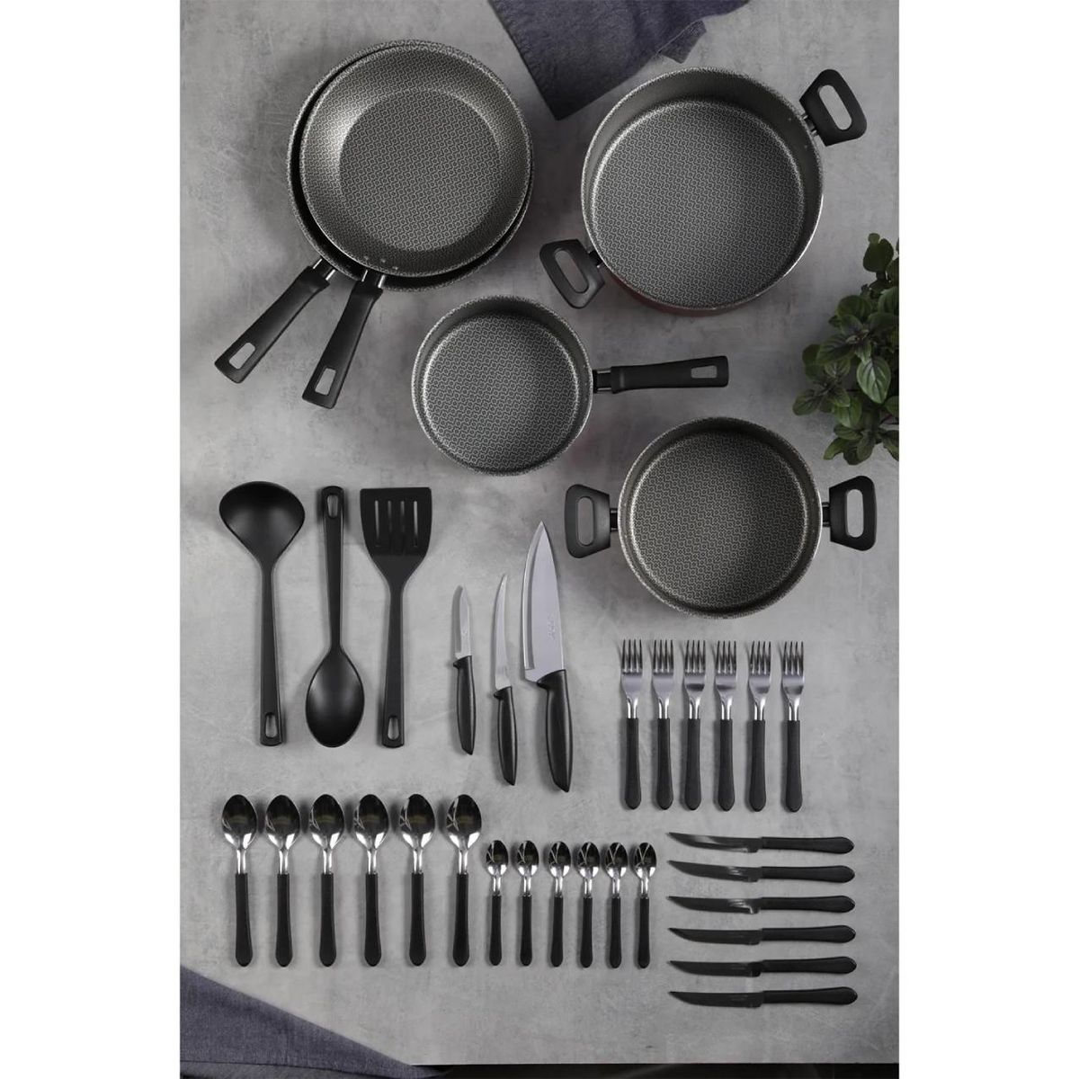 TRAMONTINA - Juego de Ollas 38 Piezas Antiadherente Victoria Tramontina