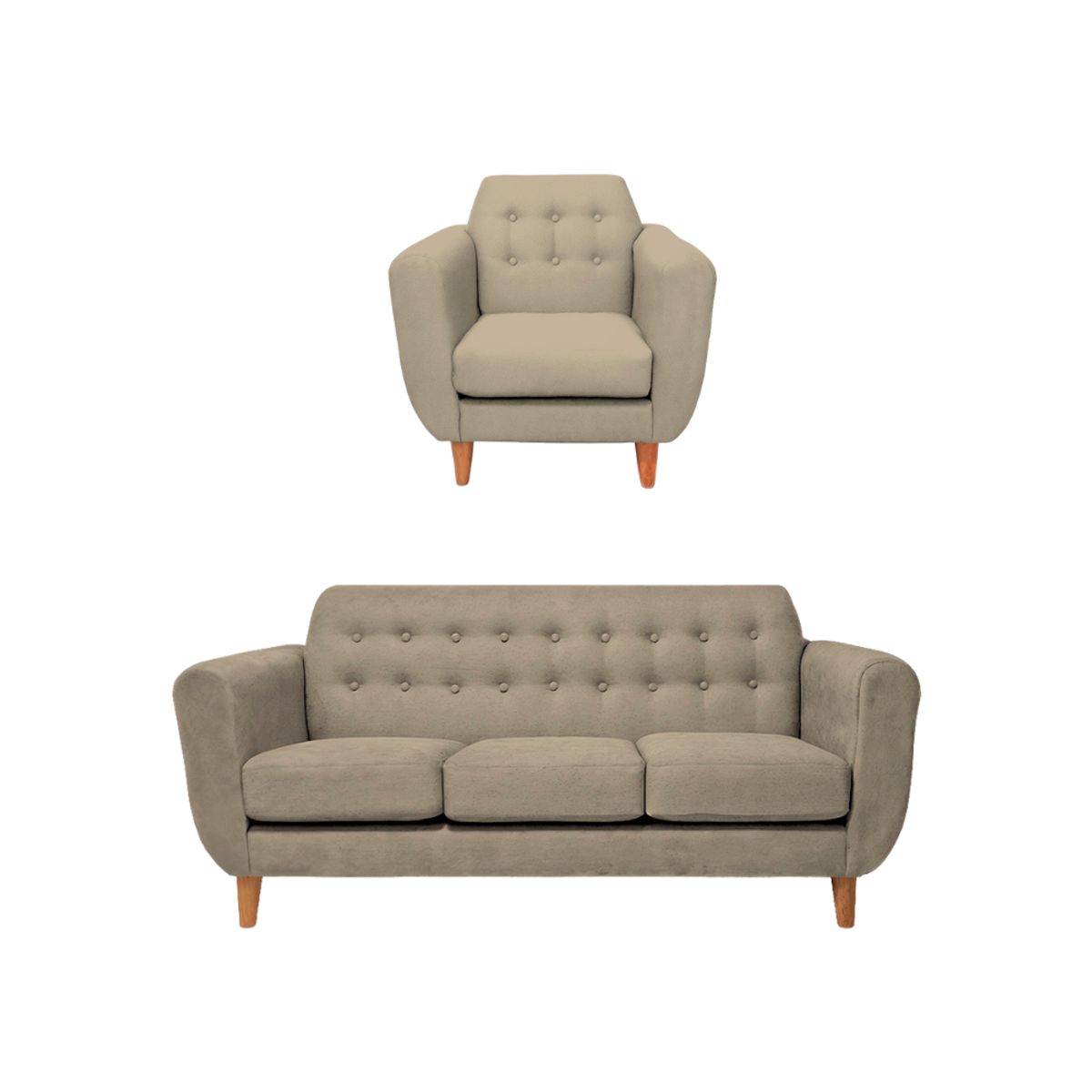 BARAKA HOME - Juego de Sala Vintage Sofía 3 + 1 - Beige claro