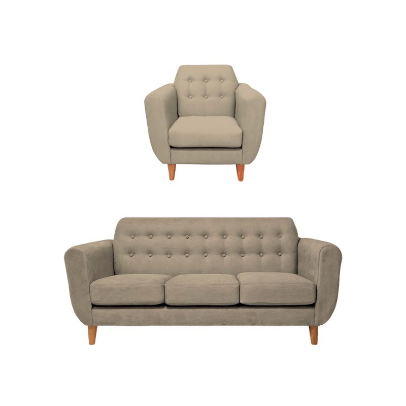 BARAKA HOME - Juego de Sala Vintage Sofía 3 + 1 - Beige claro