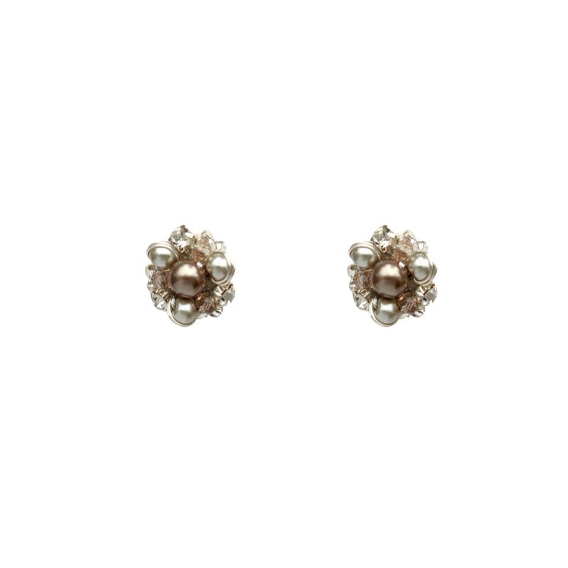 SAMANTHA PINTO HANDMADE ACCESSORIES - Aretes Dana Mini Gris Plateado