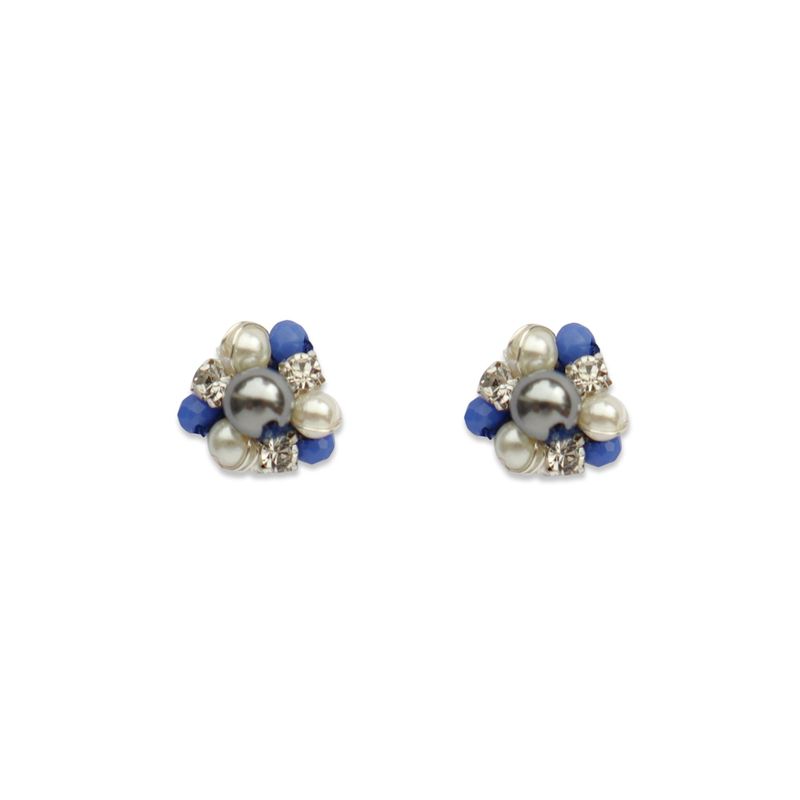 SAMANTHA PINTO HANDMADE ACCESSORIES - Aretes Dana Mini Azul Plateado