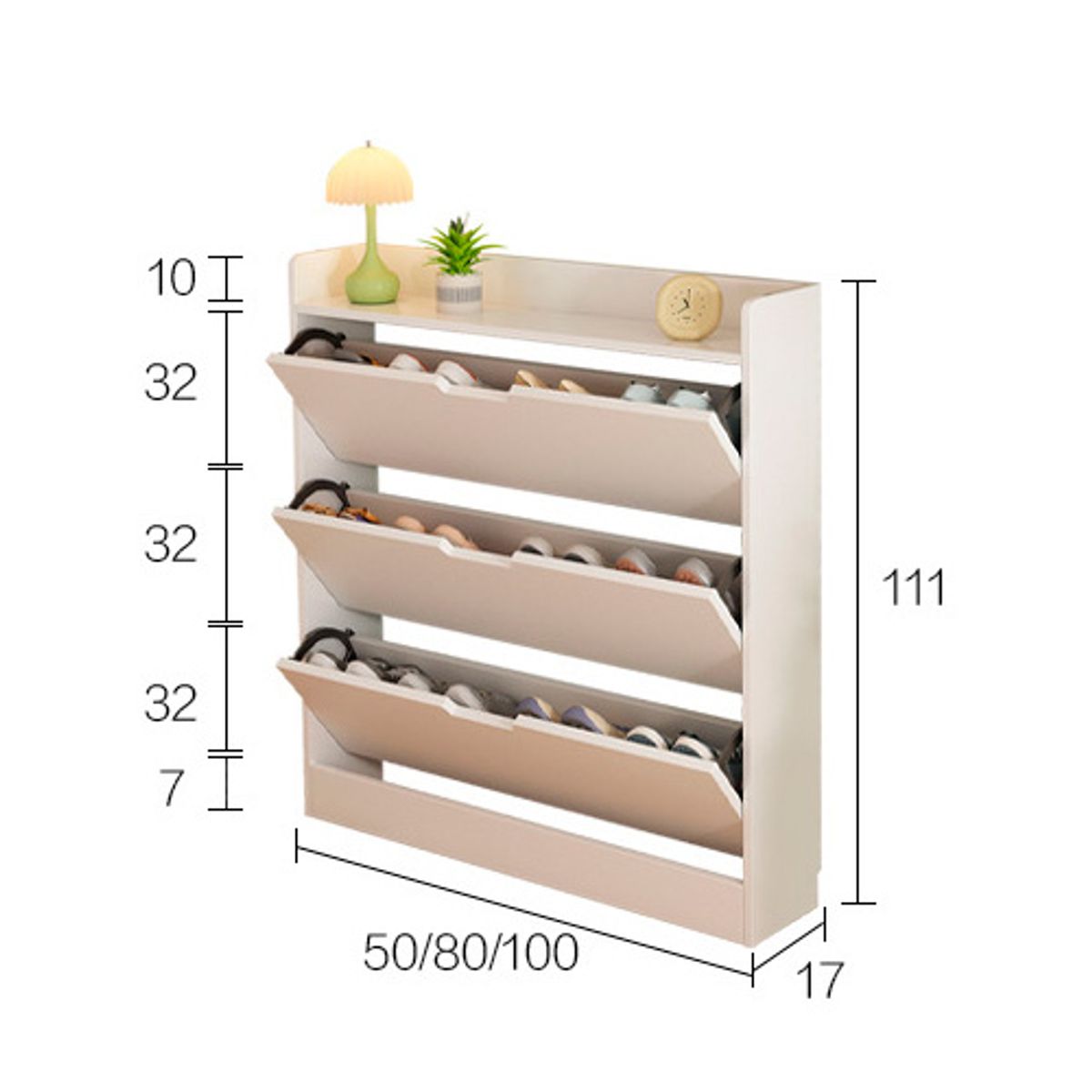 GENERICO - Zapatera Blanca Moderna 4 Niveles Tipo Abatible Para Hogar