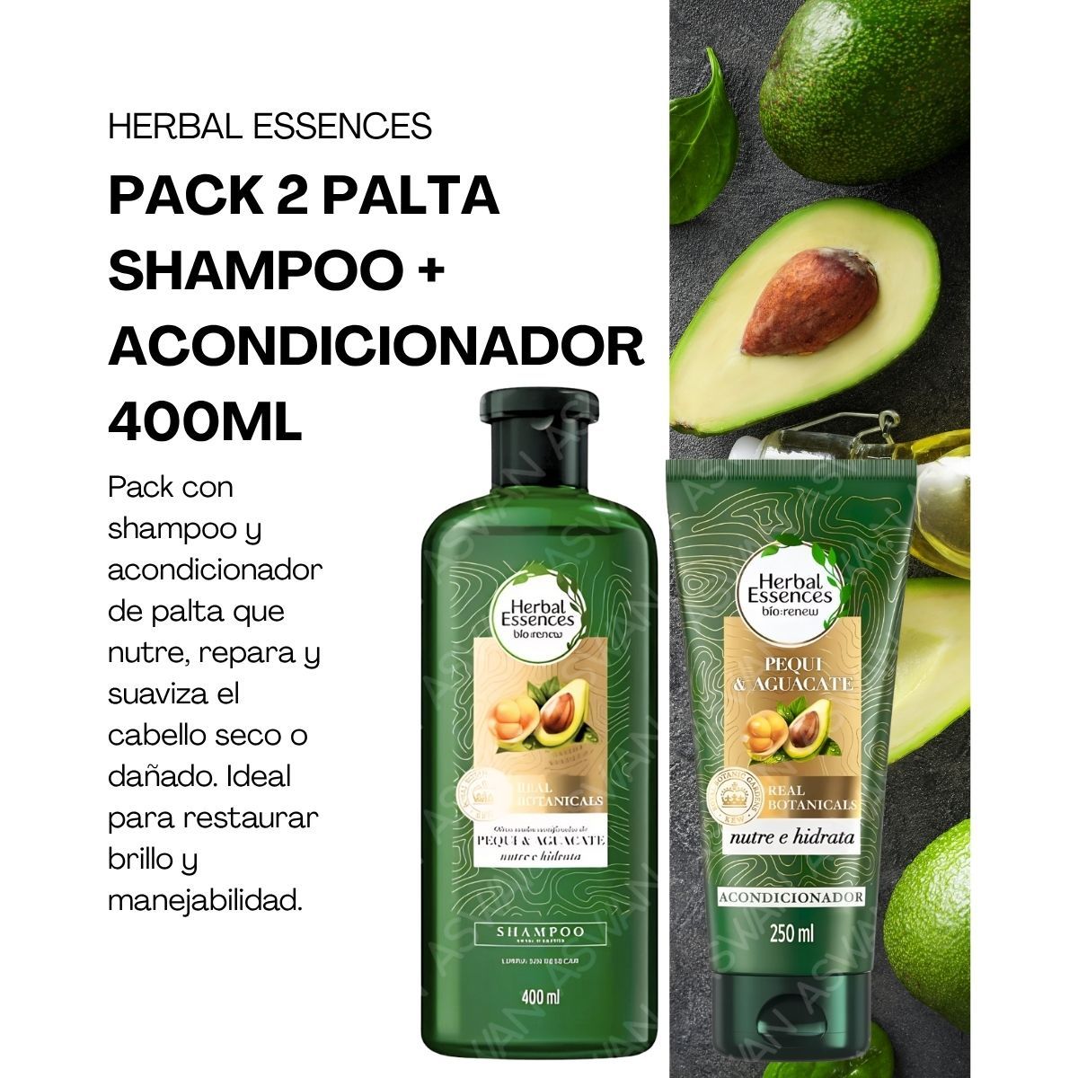 GENERICO - PACK 2 PALTA SHAMPOO + ACONDICIONADOR 400ML - HERBAL ESSENCES