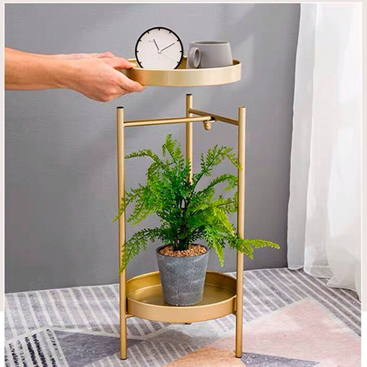 GENERICO - Soporte Metálico Dorado Para Macetas o Adornos Decoración Interior 50.5 cm