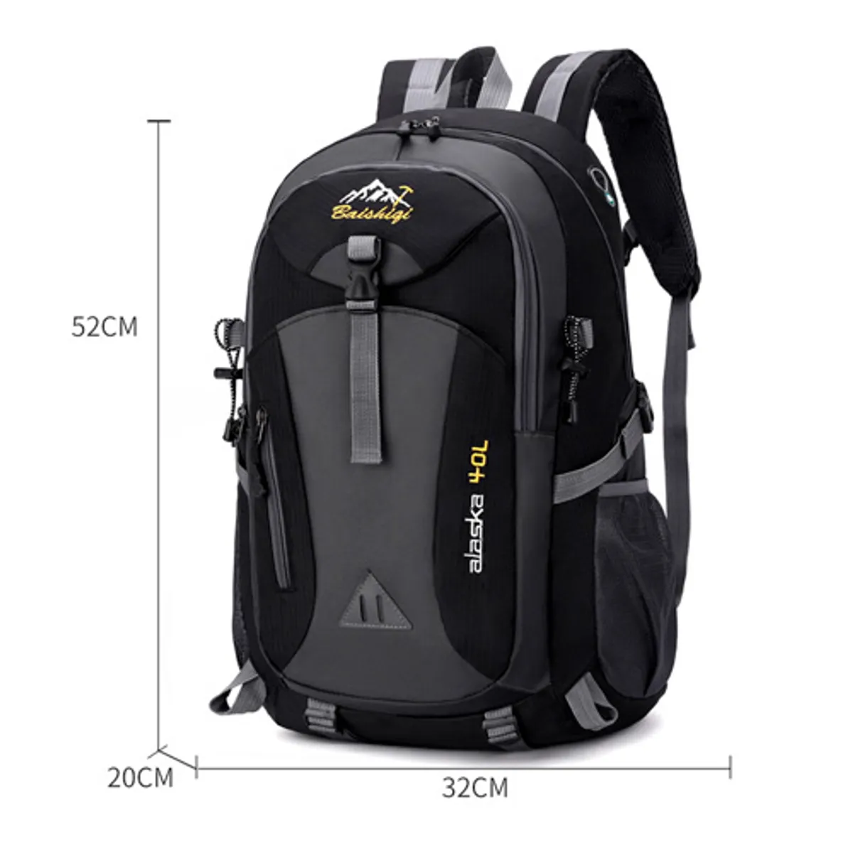 GENERICO - Mochila de camping trekking  Negra 40L - Resistente