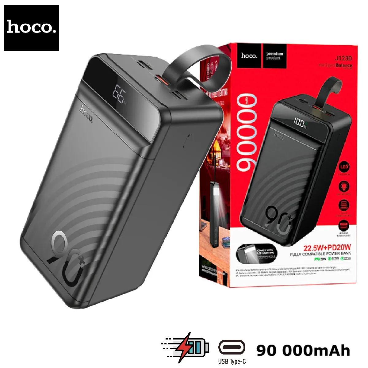 HOCO - Power Bank 90000mah Carga Rapida 22.5 W Hoco J123d