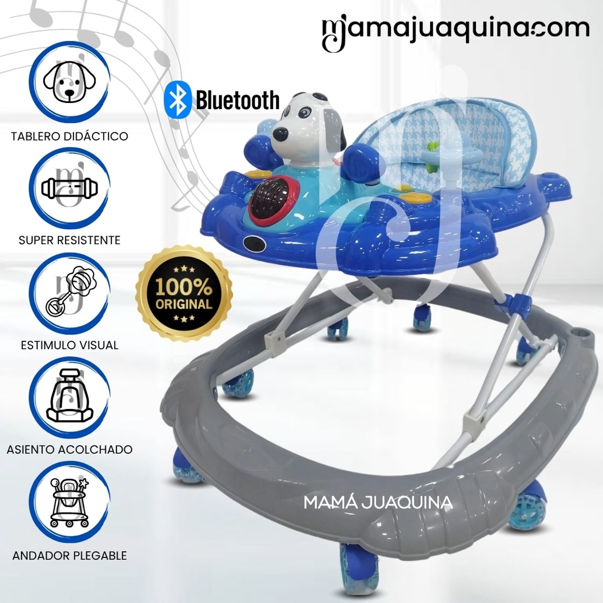 BABY - Andador Musical Plegable «SNOOPY MUSIC» Bluetooth Blue