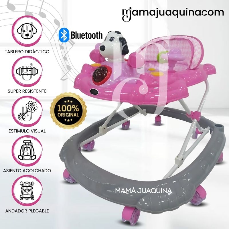 BABY - Andador Musical Plegable «SNOOPY MUSIC» Bluetooth Pink