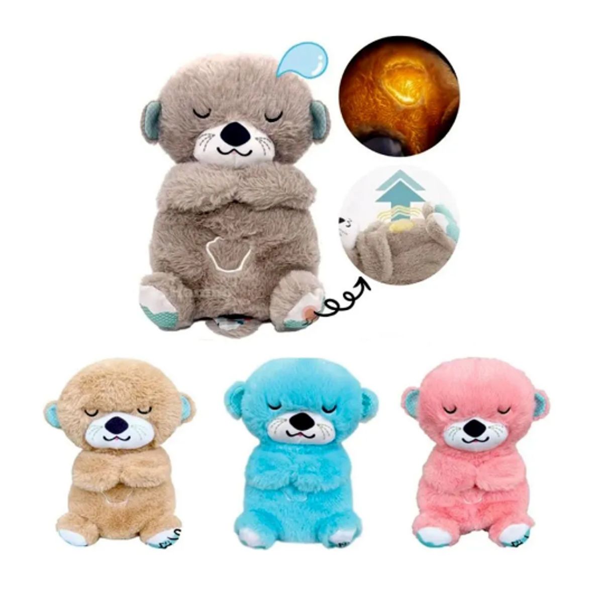 GENERICO - Nutria Hora De Dormir Con Luz Y Sonido rosado