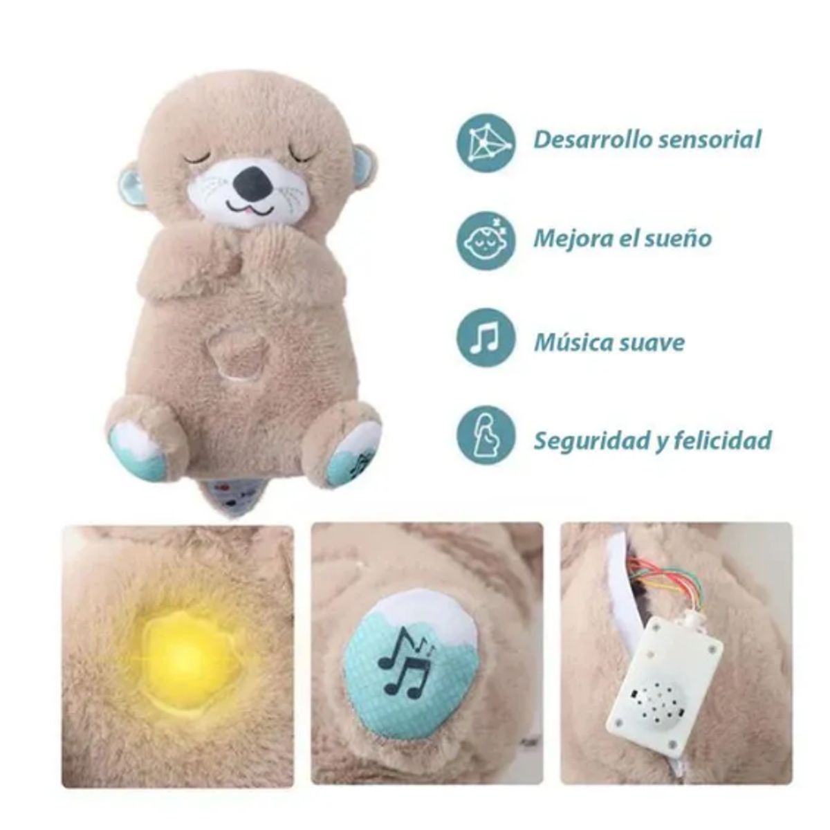 GENERICO - Nutria Hora De Dormir Con Luz Y Sonido rosado