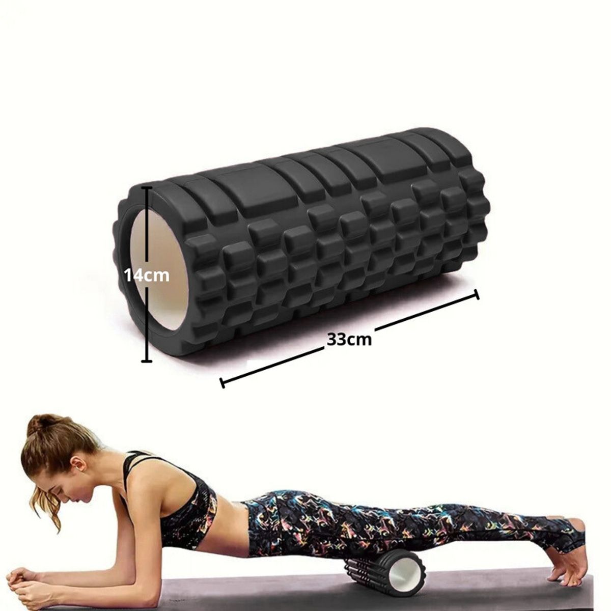 PENTHA - Rodillo de Yoga Foam Roller de Espuma 33 x 14cm Negro