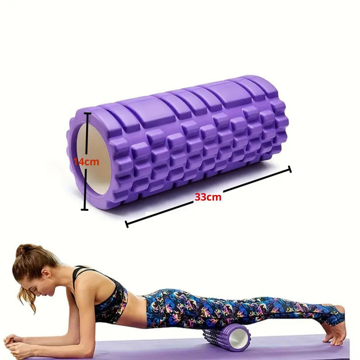 PENTHA - Rodillo de Yoga Foam Roller de Espuma 33 x 14cm Morado