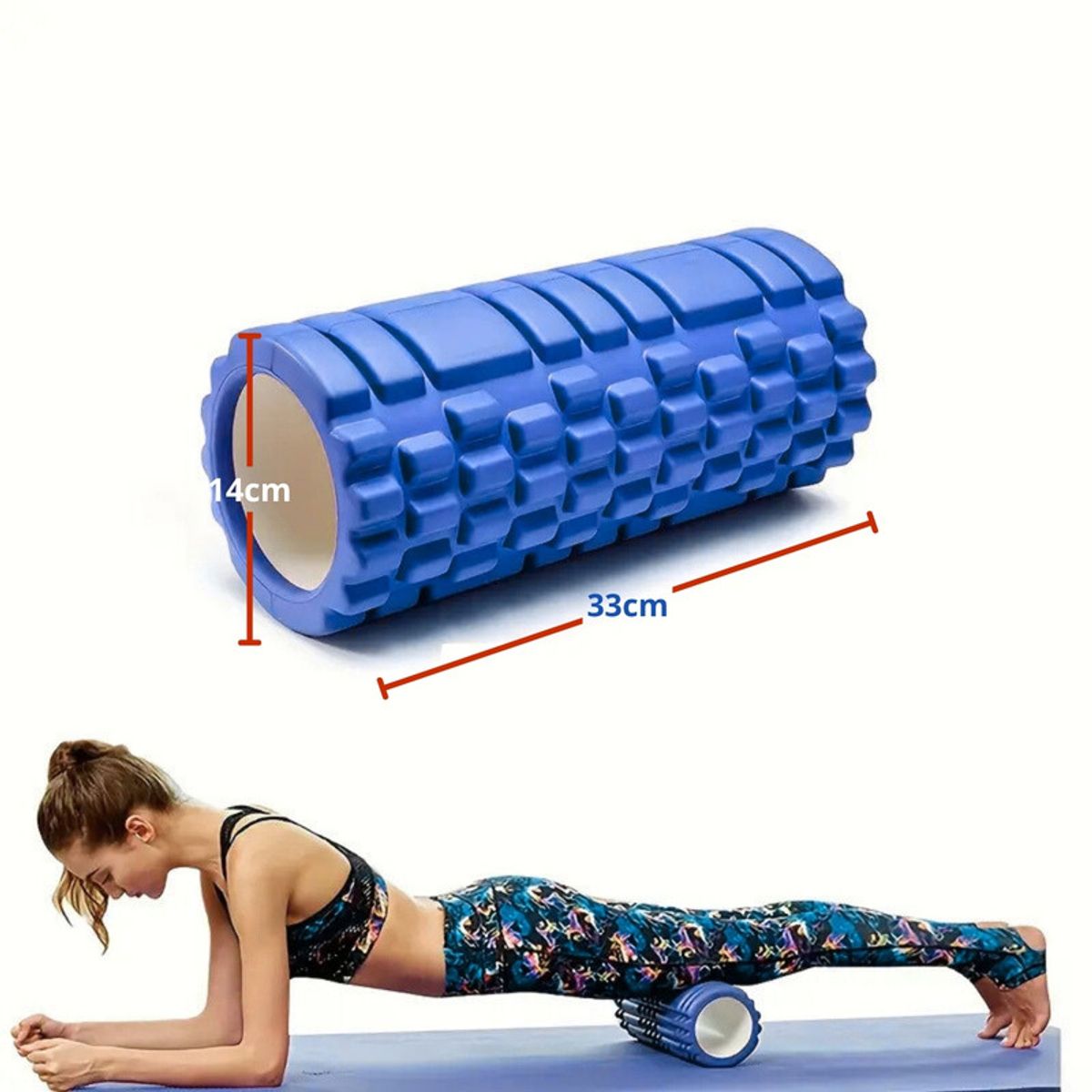 PENTHA - Rodillo de Yoga Foam Roller de Espuma 33 x 14cm Azul