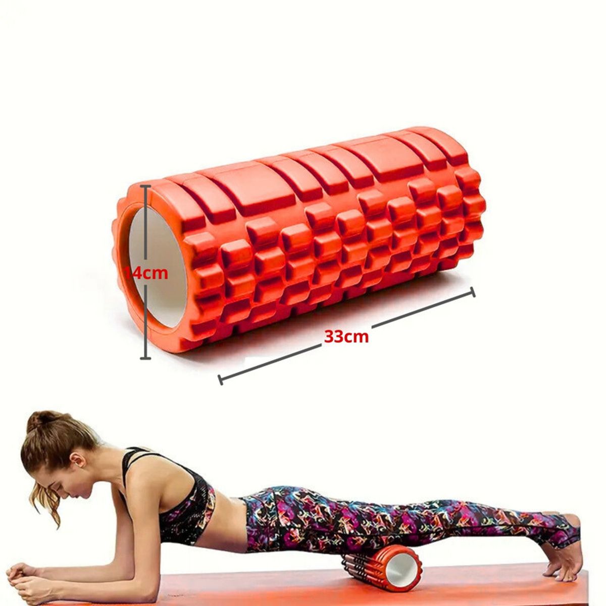PENTHA - Rodillo de Yoga Foam Roller de Espuma 33 x 14cm Rojo