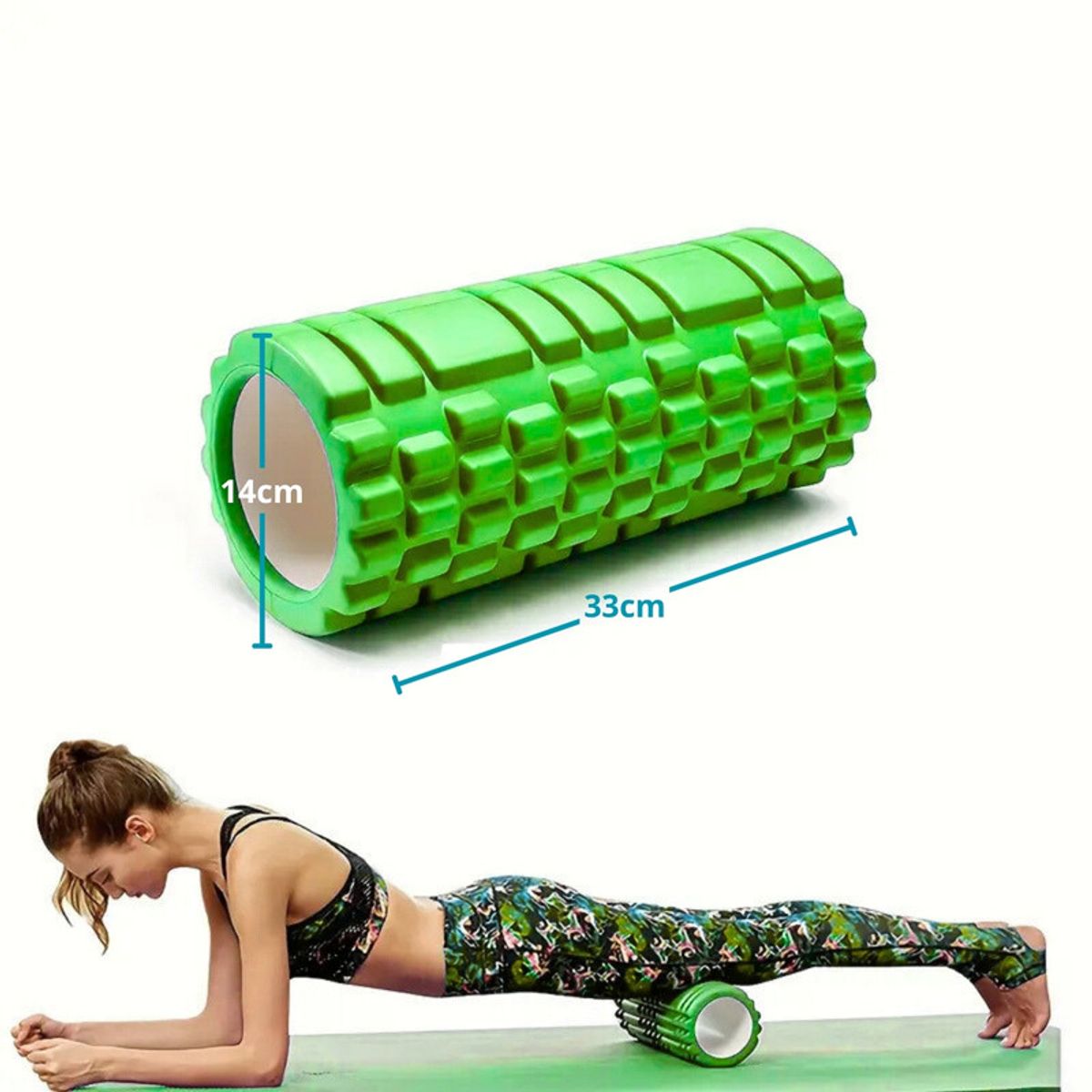 Pentha - Rodillo de Yoga Foam Roller de Espuma 33 x 14cm Verde