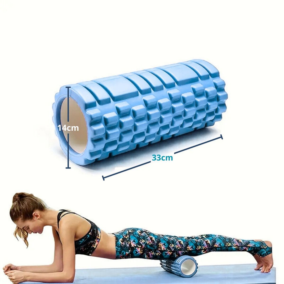 PENTHA - Rodillo de Yoga Foam Roller de Espuma 33 x 14cm Celeste