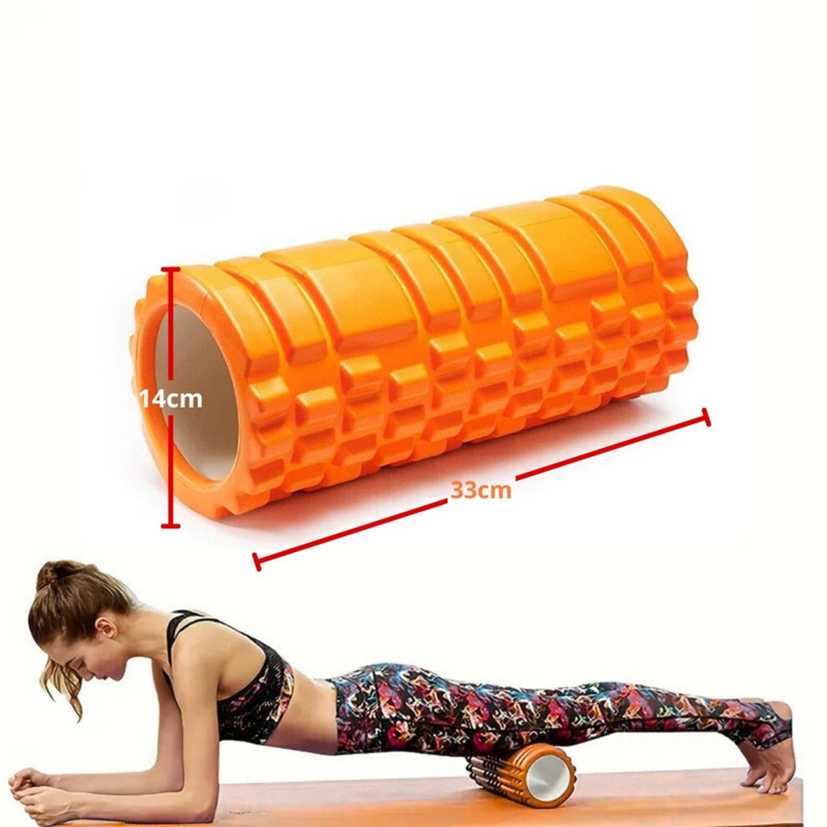 Pentha - Rodillo de Yoga Foam Roller de Espuma 33 x 14cm Naranja