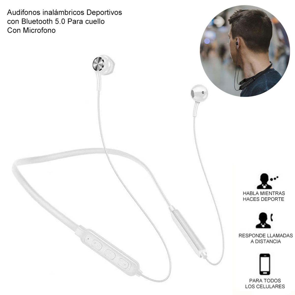 GENERICO - Combo Audífonos Bluetooth Blanco + Kit de Limpieza de Auriculares Celular Teclado Mouse