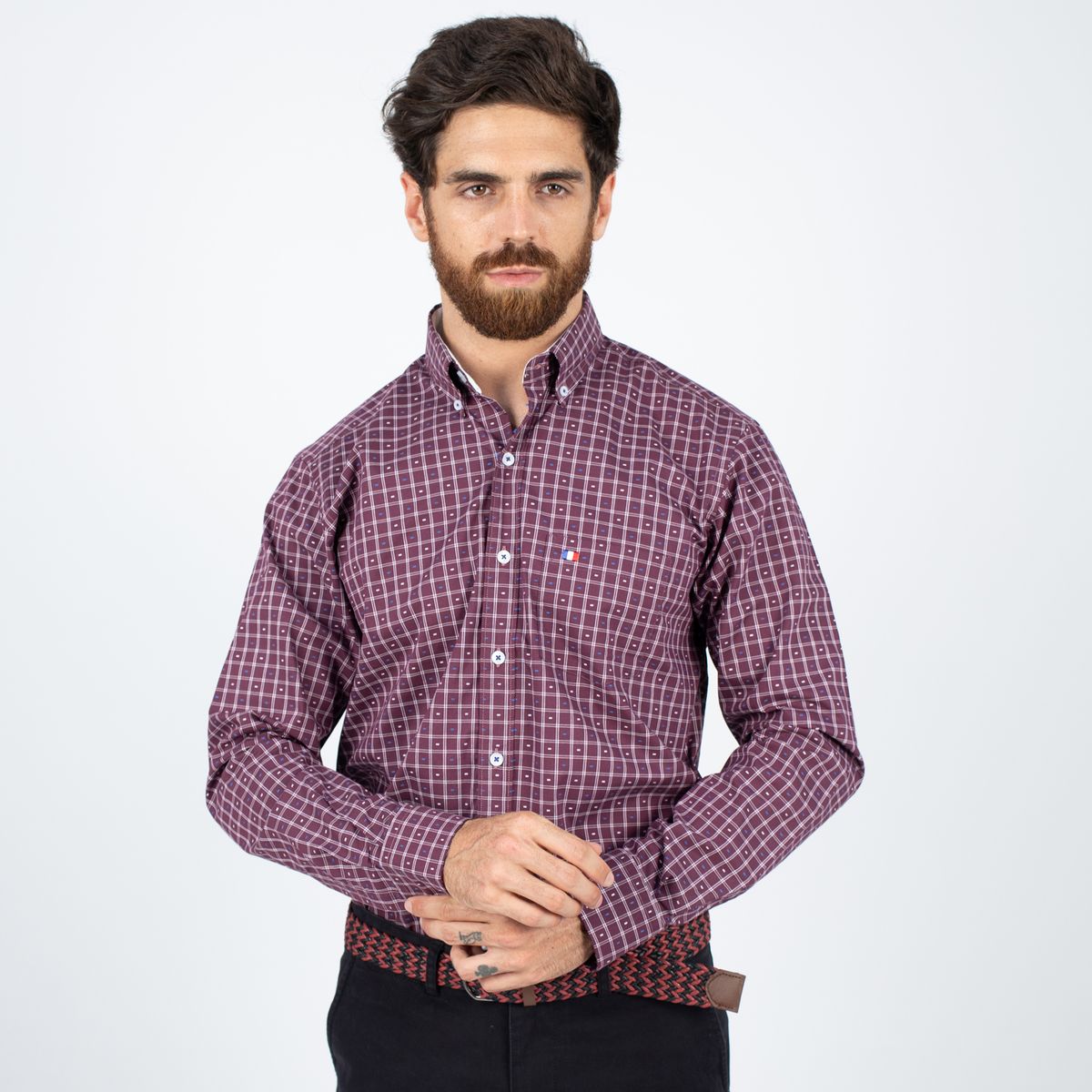 PIERRE CARDIN - CAMISA ML ETQ AZUL PC-61694CAA