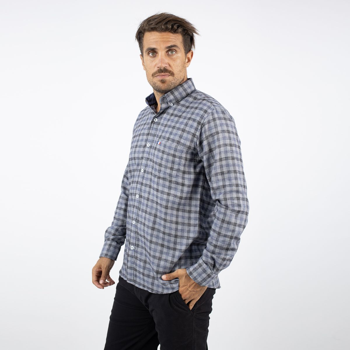 PIERRE CARDIN - CAMISA ML ETQ AZUL PC-61615CAA